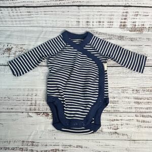 Hanna Andersson‎ Newborn Wrap One Piece Outfit Long Sleeve Navy Blue White